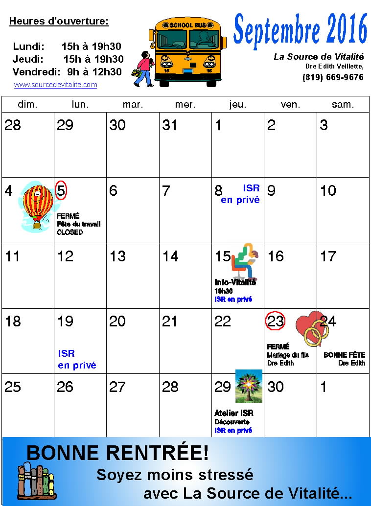 Calendrier d’événements